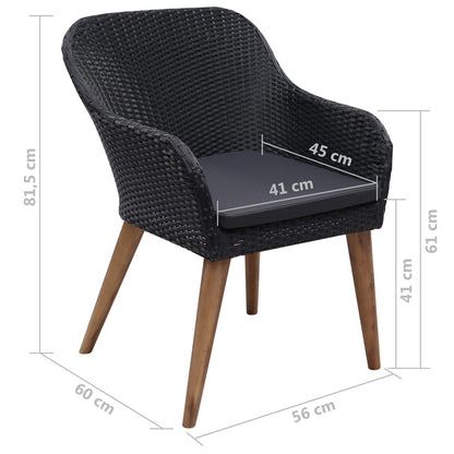 9 Piece Patio Dining Set Poly Rattan Black