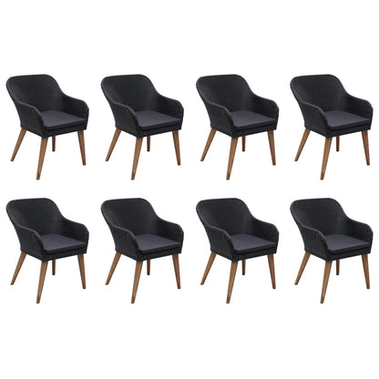 9 Piece Patio Dining Set Poly Rattan Black