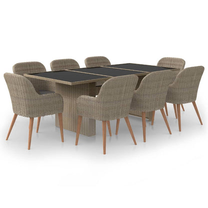 Dining Set Brown PE Rattan 78.7 x 39.4 in Seats Many