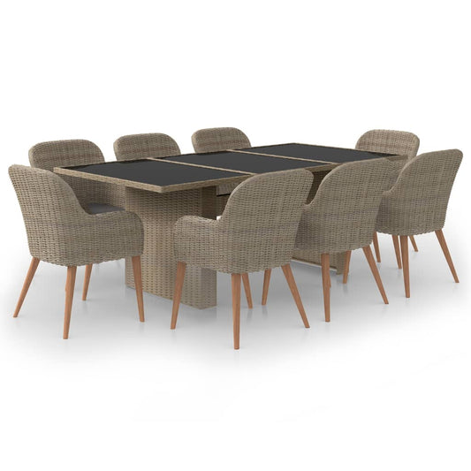 Dining Set Brown PE Rattan 78.7 x 39.4 in Seats Many