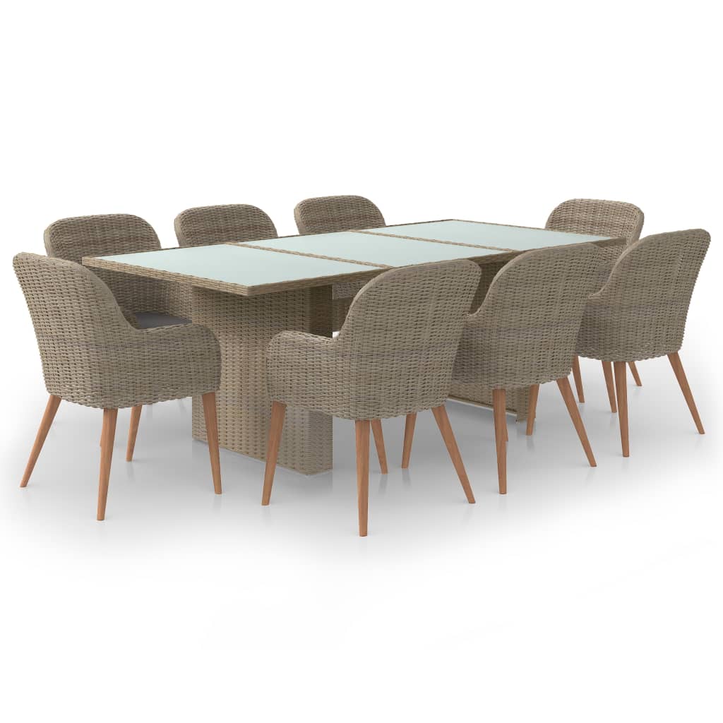 Dining Set Brown PE Rattan Large Removable Covers Dining Set