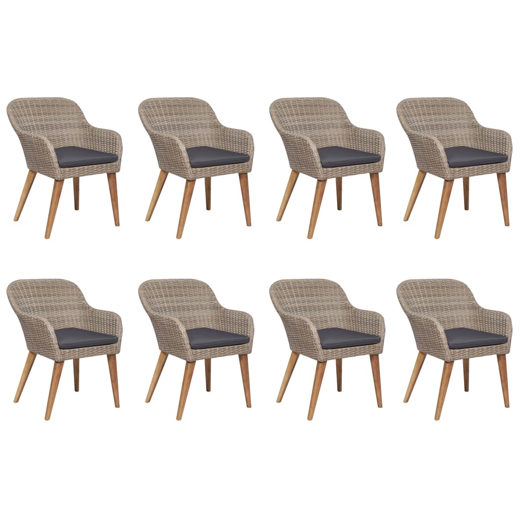 Dining Set Brown PE Rattan Large Removable Covers Dining Set