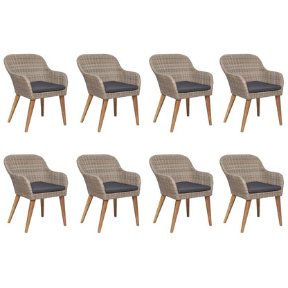 Dining Set Brown PE Rattan Large Removable Covers Dining Set
