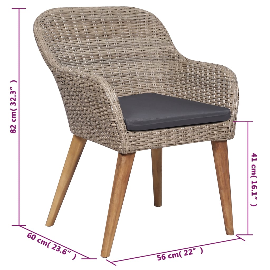 Dining Set Brown PE Rattan Large Removable Covers Dining Set