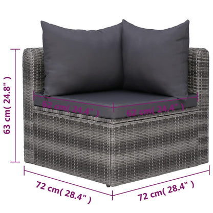 Garden Lounge Set Grey PE Rattan, Powder-Coated Steel, Glass Large