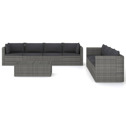 Garden Lounge Set Grey PE rattan, Powder-coated steel, Glass