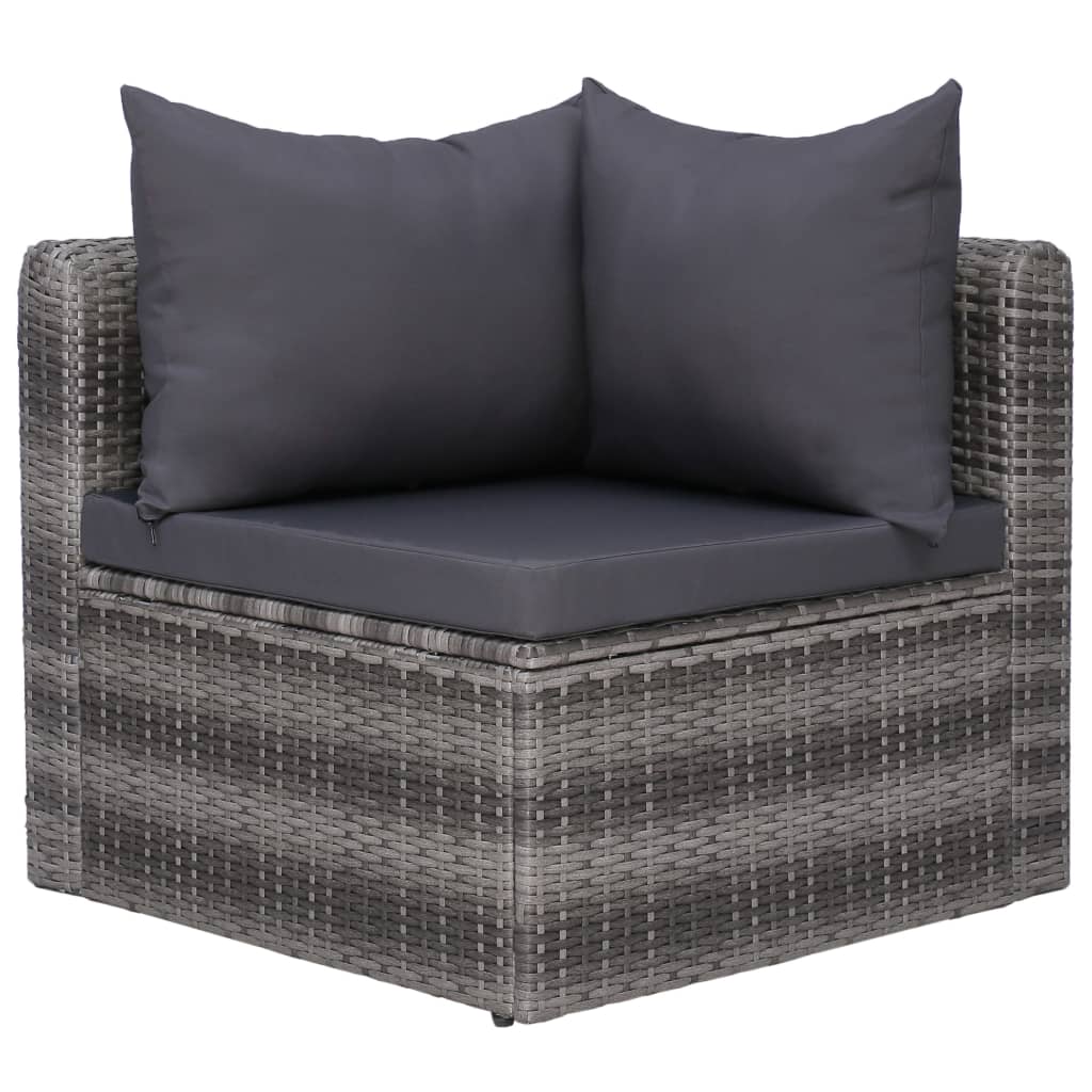 Garden Lounge Set Grey PE rattan, Powder-coated steel, Glass