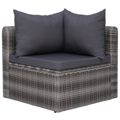 Garden Lounge Set Grey PE rattan, Powder-coated steel, Glass