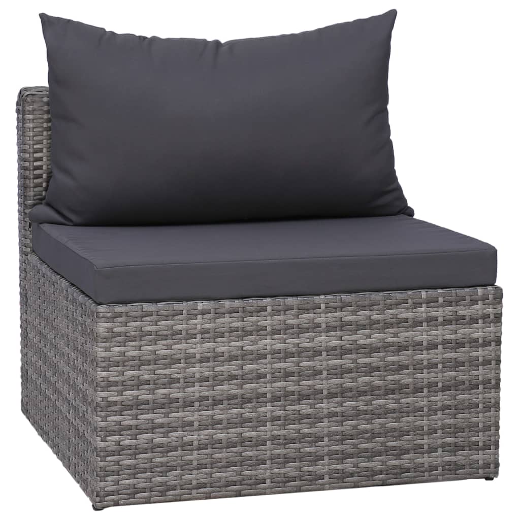 Garden Lounge Set Grey PE rattan, Powder-coated steel, Glass