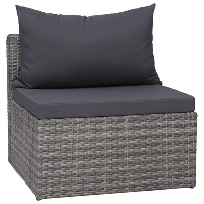 Garden Lounge Set Grey PE rattan, Powder-coated steel, Glass