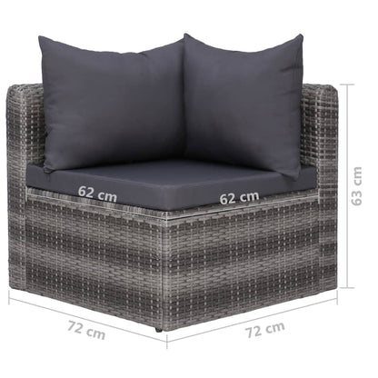 Garden Lounge Set Grey PE rattan, Powder-coated steel, Glass
