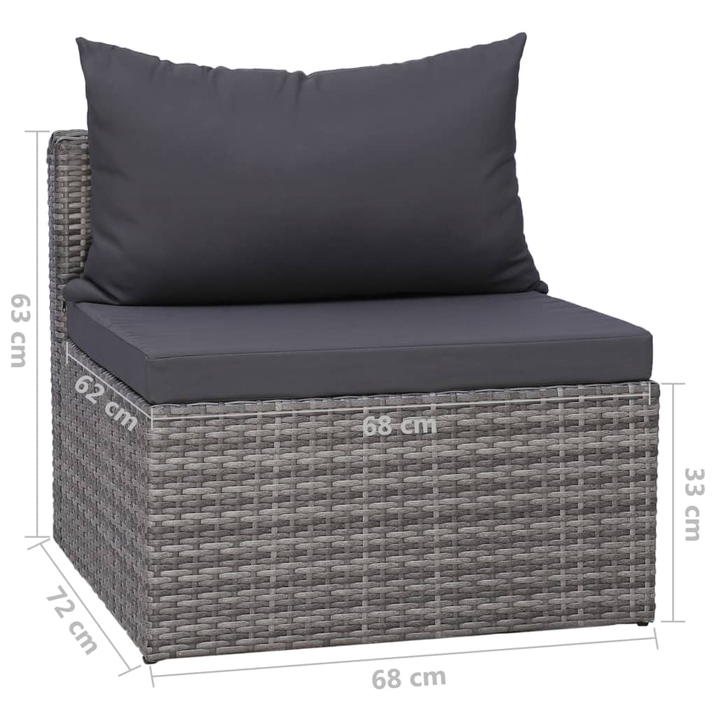 Garden Lounge Set Grey PE rattan, Powder-coated steel, Glass