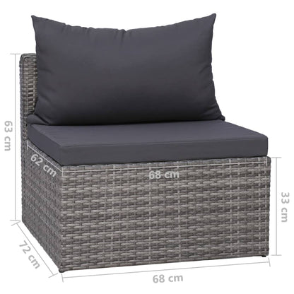 Garden Lounge Set Grey PE rattan, Powder-coated steel, Glass