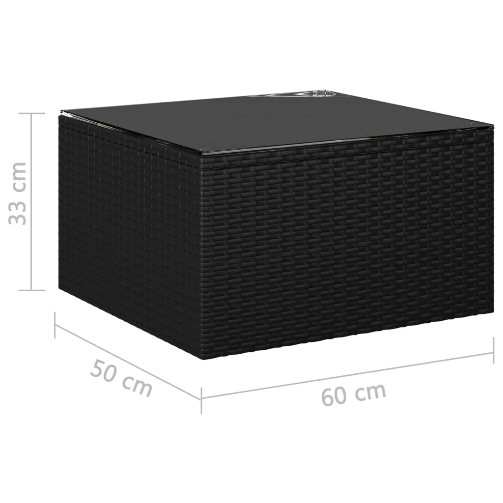 Garden Lounge Set Black Powder-coated steel, PE rattan Large