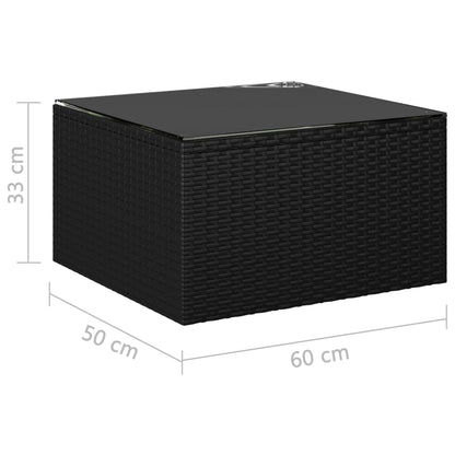 Garden Lounge Set Black Powder-coated steel, PE rattan Large