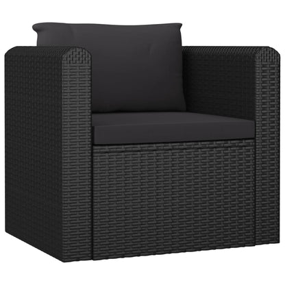 Garden Lounge Set Black Powder-coated steel, PE rattan Large