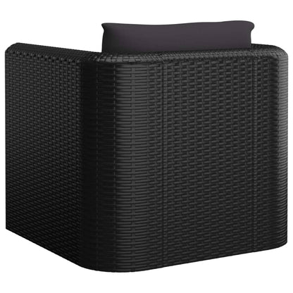 Garden Lounge Set Black Powder-coated steel, PE rattan Large