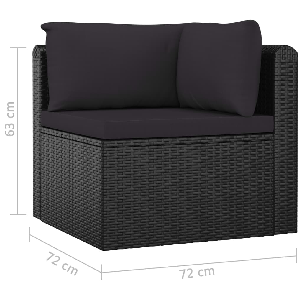 Garden Lounge Set Black Powder-coated steel, PE rattan Large
