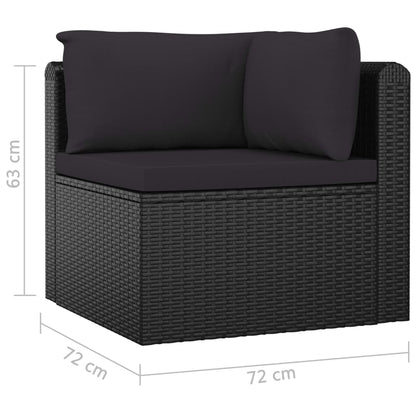 Garden Lounge Set Black Powder-coated steel, PE rattan Large