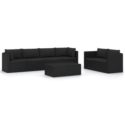 Garden Lounge Set Black PE Rattan, Powder-Coated Steel, Polyester
