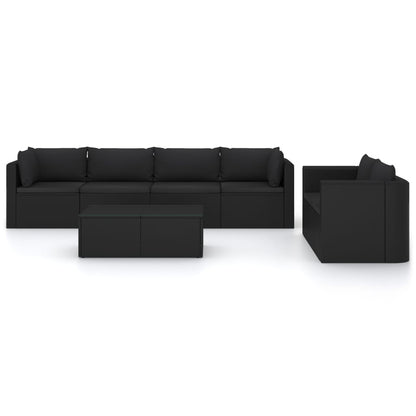 Garden Lounge Set Black PE Rattan, Powder-Coated Steel, Polyester