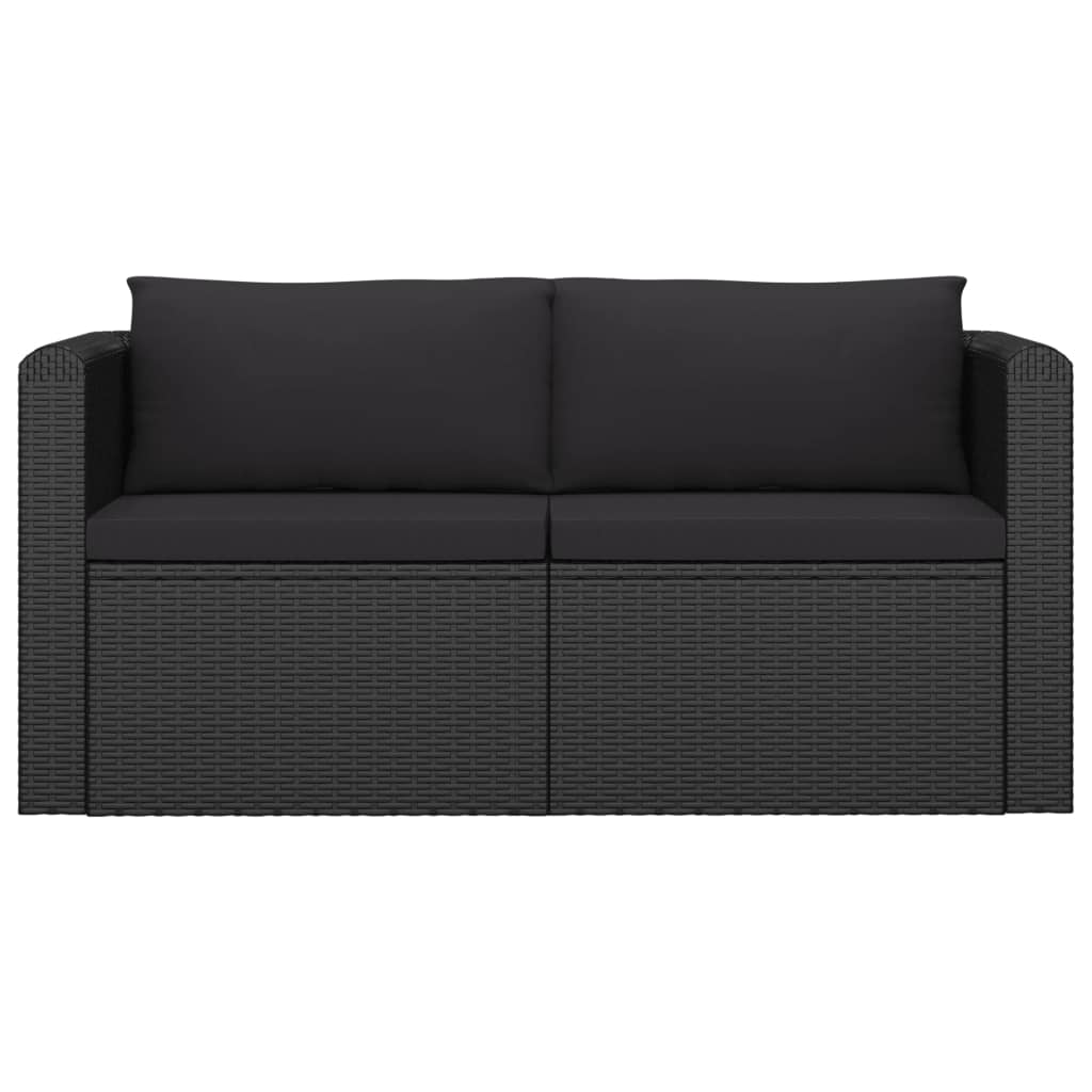 Garden Lounge Set Black PE Rattan, Powder-Coated Steel, Polyester