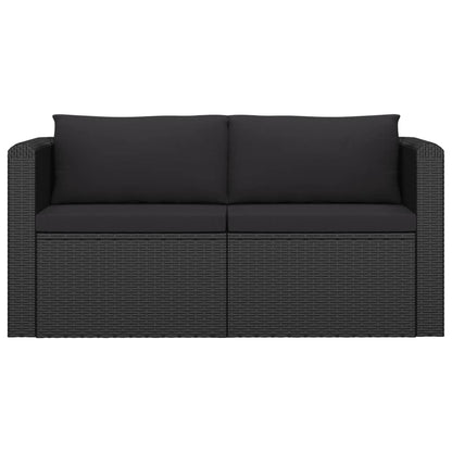 Garden Lounge Set Black PE Rattan, Powder-Coated Steel, Polyester