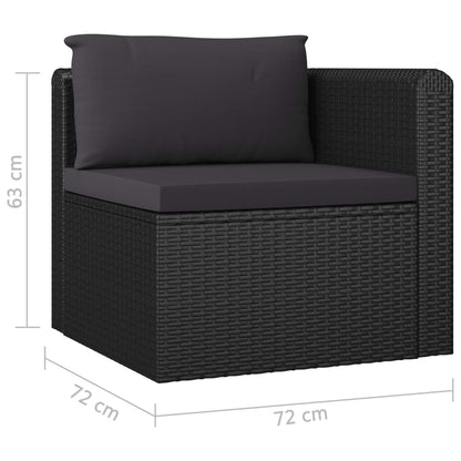Garden Lounge Set Black PE Rattan, Powder-Coated Steel, Polyester