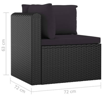 Garden Lounge Set Black PE Rattan, Powder-Coated Steel, Polyester