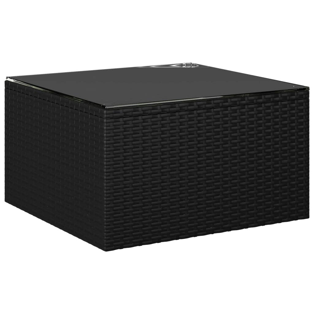 Garden Lounge Set Black Powder-coated steel, PE rattan, Polyester