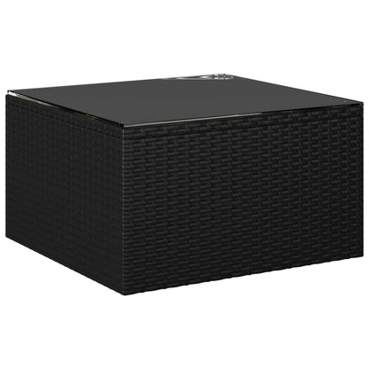 Garden Lounge Set Black Powder-coated steel, PE rattan, Polyester