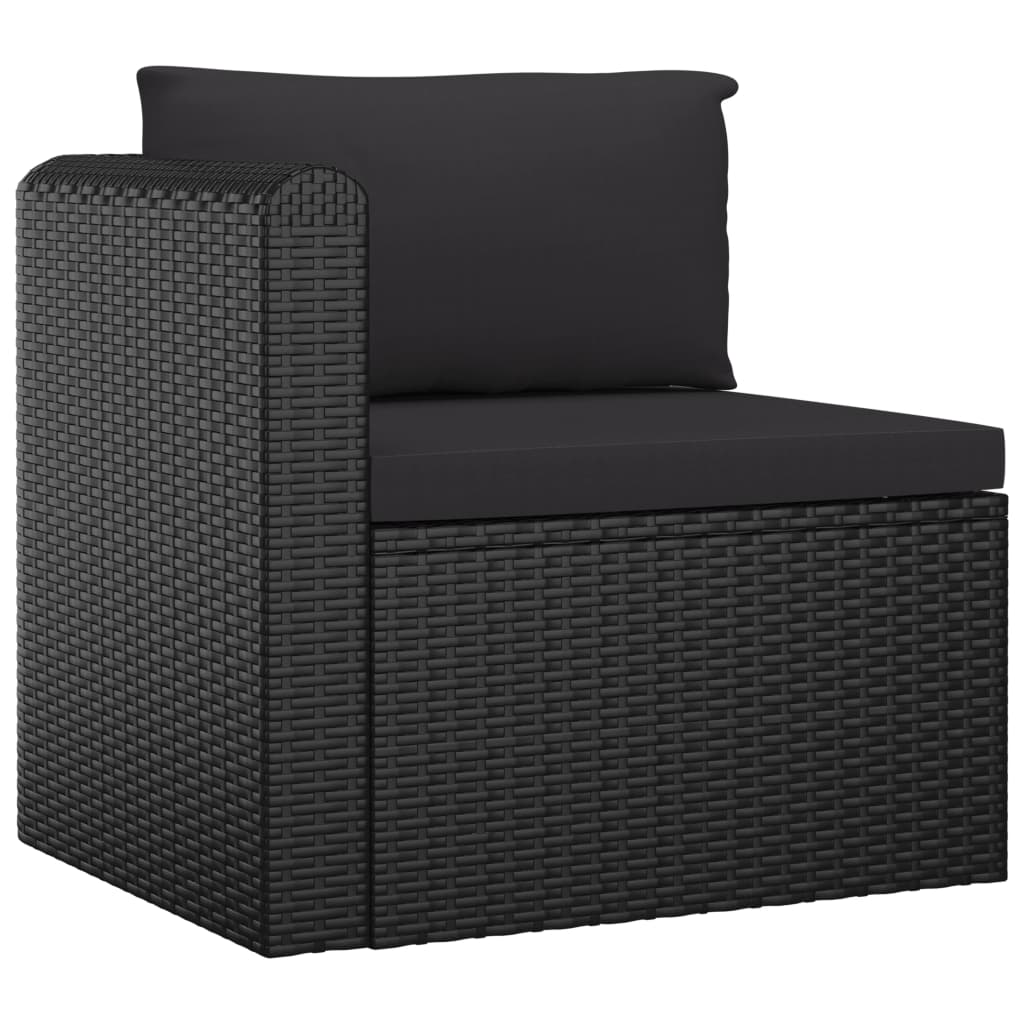 Garden Lounge Set Black Powder-coated steel, PE rattan 9 Piece Set