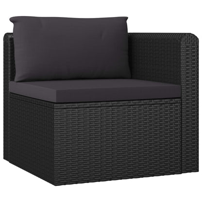 Garden Lounge Set Black Powder-coated steel, PE rattan 9 Piece Set