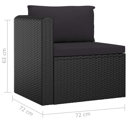 Garden Lounge Set Black Powder-coated steel, PE rattan 9 Piece Set