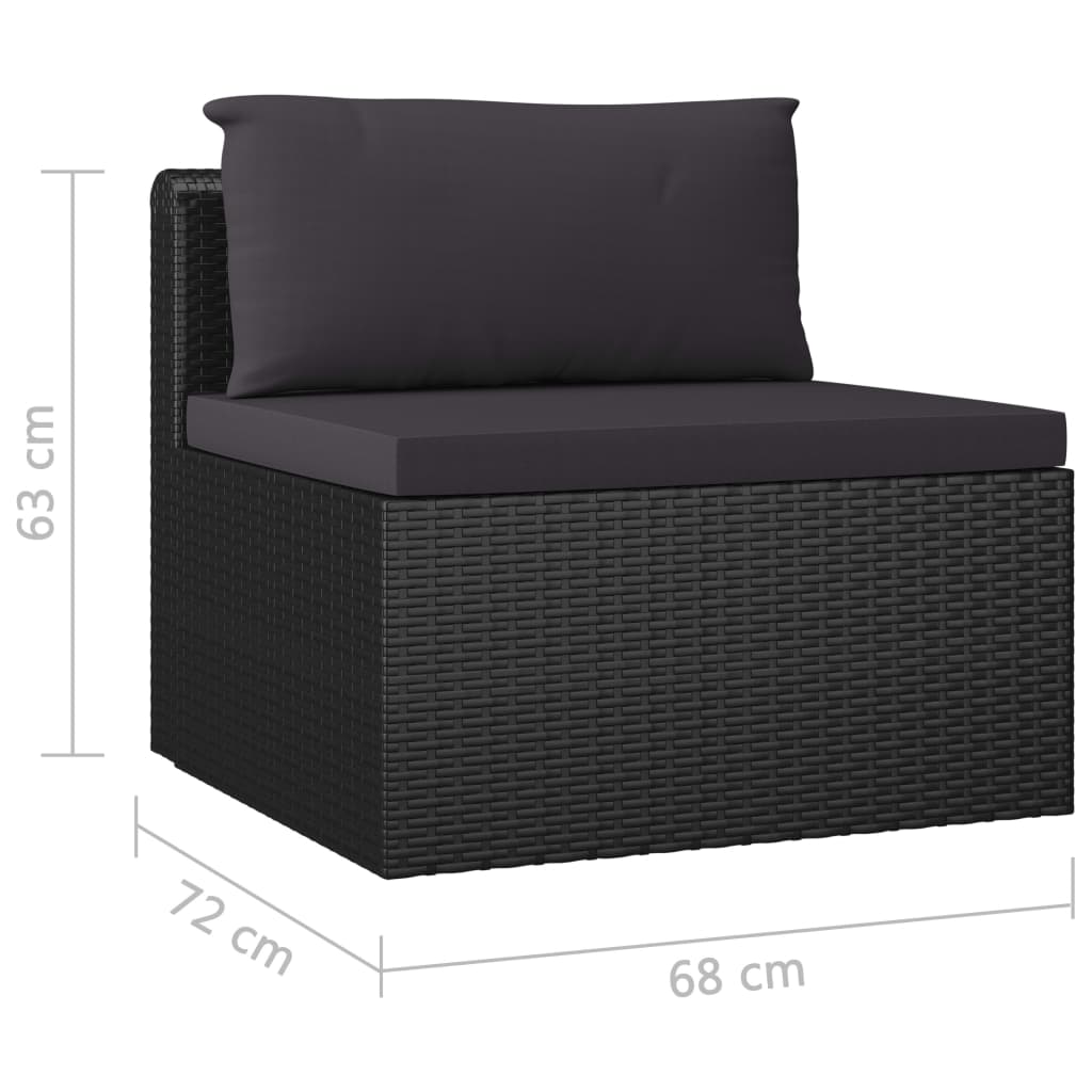 Garden Lounge Set Black Powder-coated steel, PE rattan 9 Piece Set