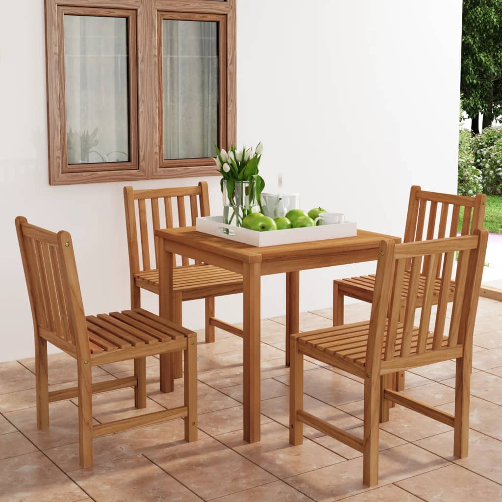 Garden Dining Set Warm Brown Fine sanded teak hardwood Medium