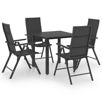 Dining Set Black PE Rattan, Aluminum, Glass Small