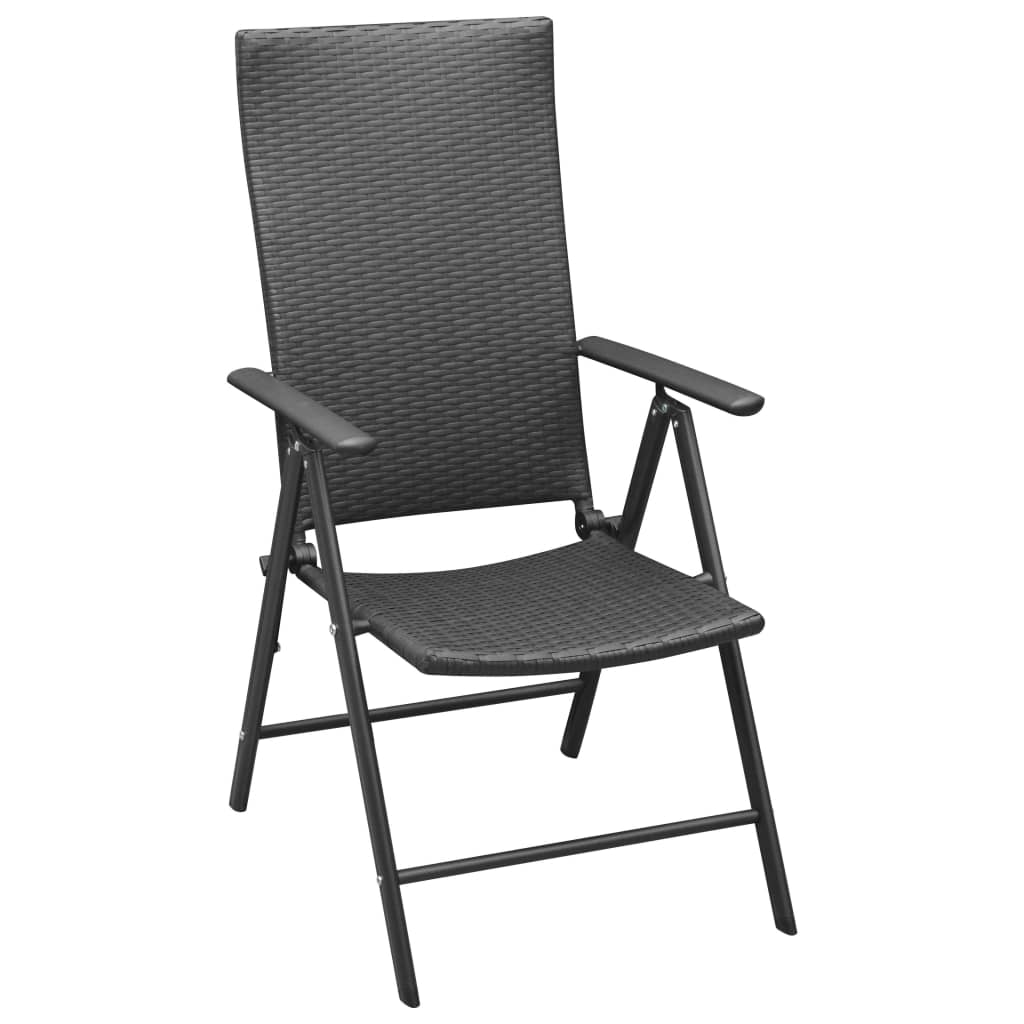 Dining Set Black PE Rattan, Aluminum, Glass Small