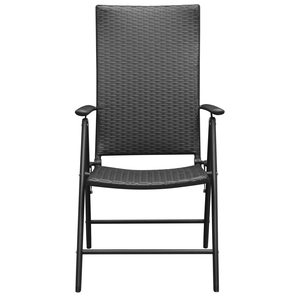 Dining Set Black PE Rattan, Aluminum, Glass Small