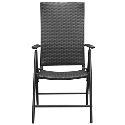 Dining Set Black PE Rattan, Aluminum, Glass Small