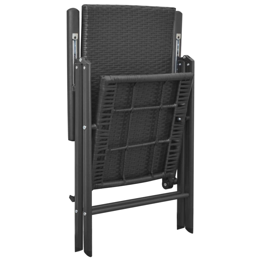 Dining Set Black PE Rattan, Aluminum, Glass Small