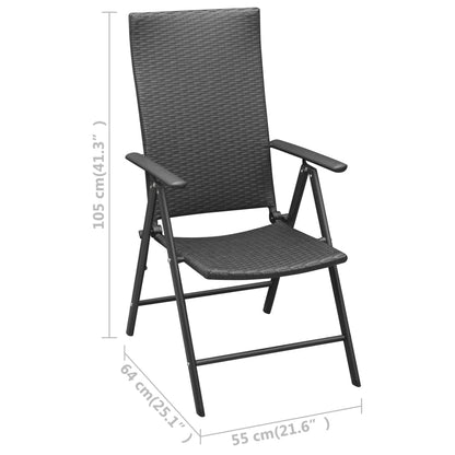Dining Set Black PE Rattan, Aluminum, Glass Small