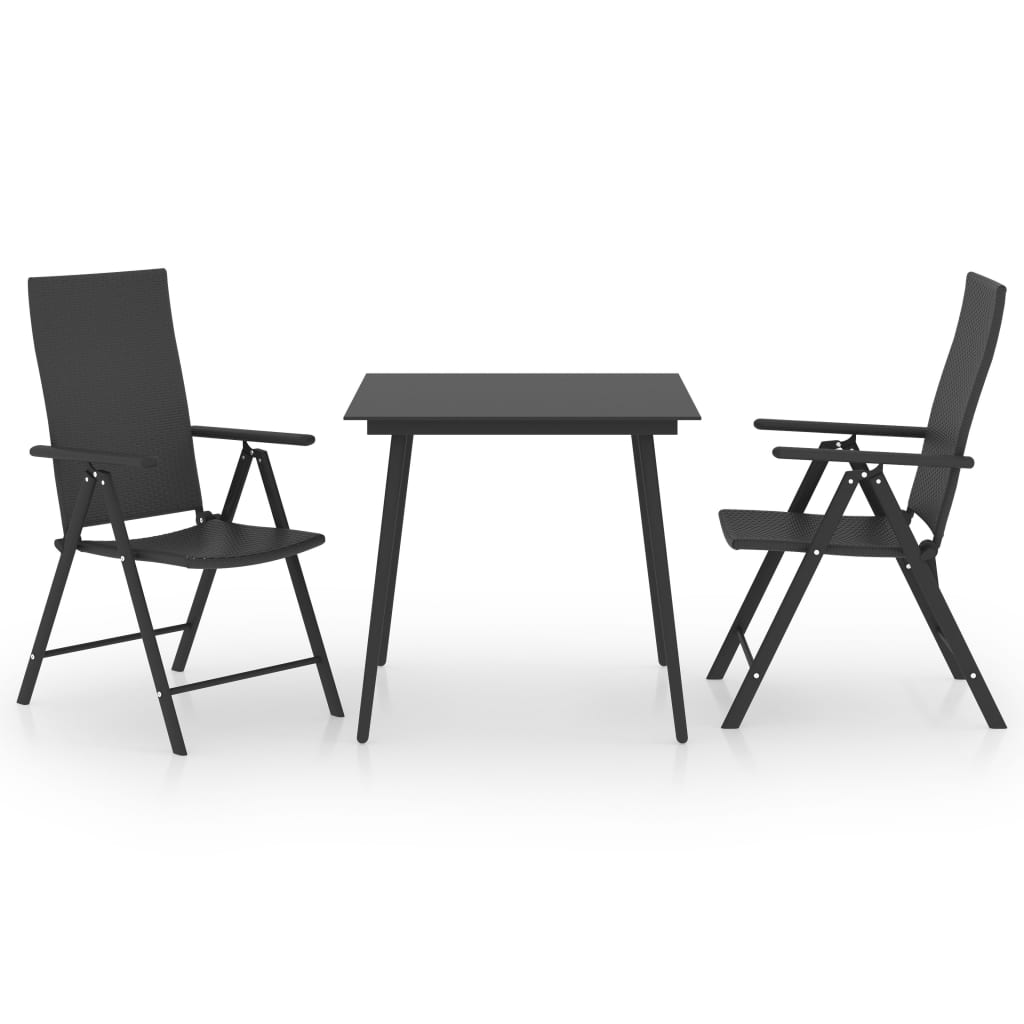 Dining Set Black PE Rattan Standard Adjustable Armrests