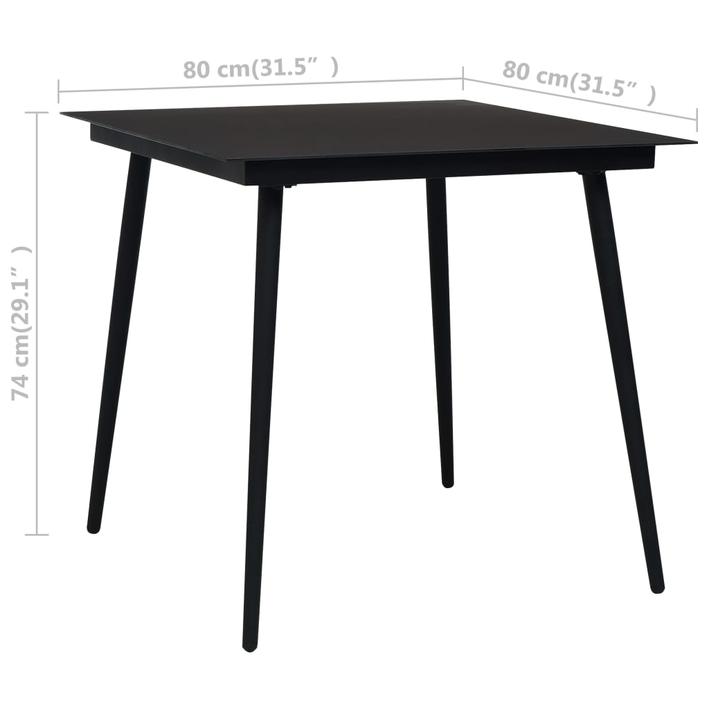 Dining Set Black PE Rattan Standard Adjustable Armrests