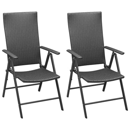 Dining Set Black PE Rattan Standard Adjustable Armrests