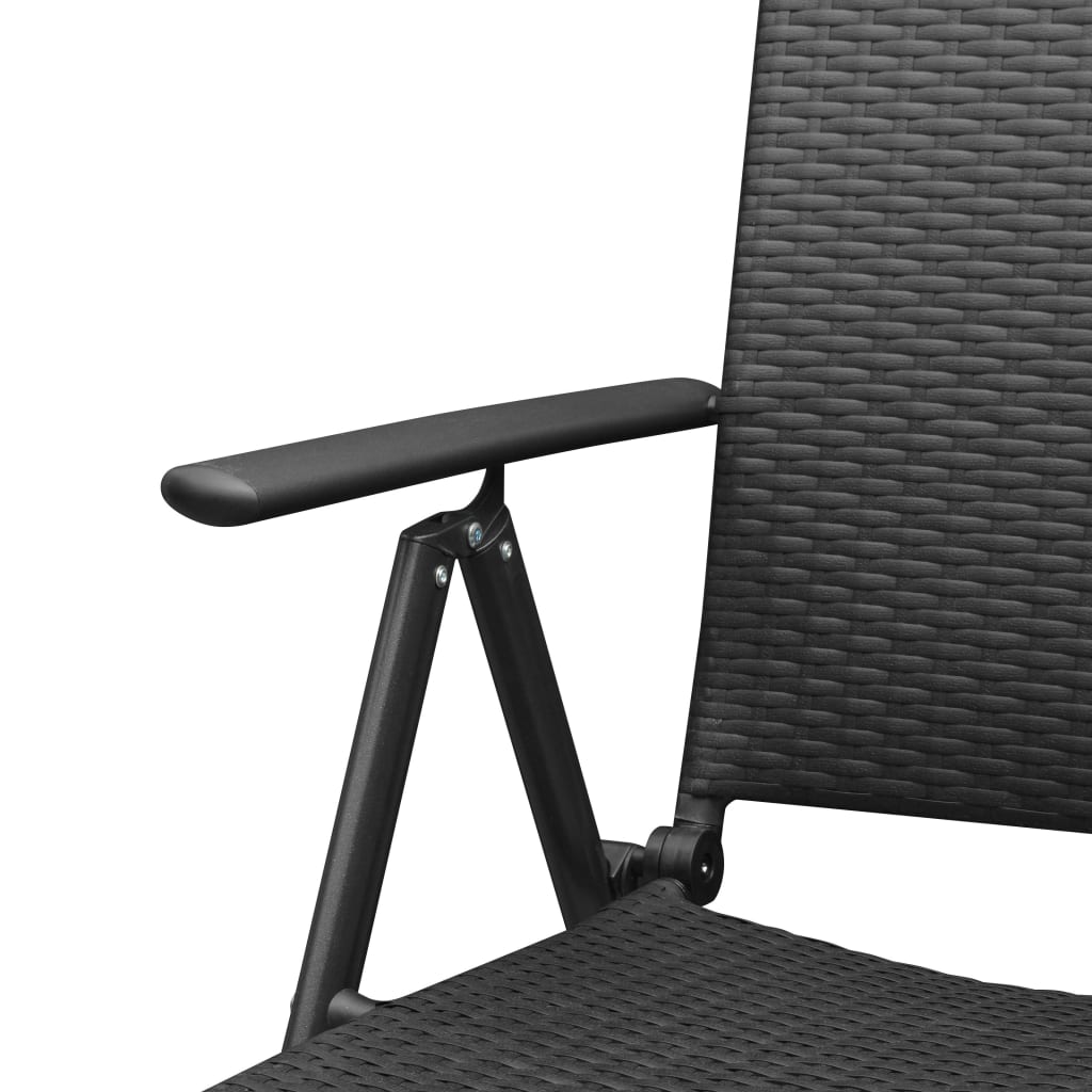 Dining Set Black PE Rattan Standard Adjustable Armrests