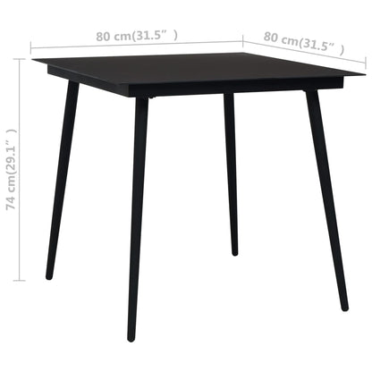 Dining Set Black PE rattan, aluminum, glass, steel 5 Piece