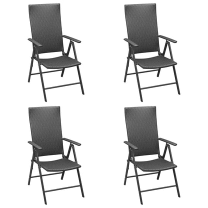Dining Set Black PE rattan, aluminum, glass, steel 5 Piece