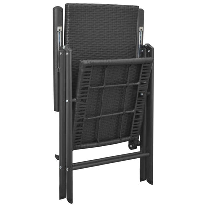 Dining Set Black PE rattan, aluminum, glass, steel 5 Piece