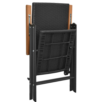 Dining Set Black and Brown PE rattan, WPC, aluminum Medium